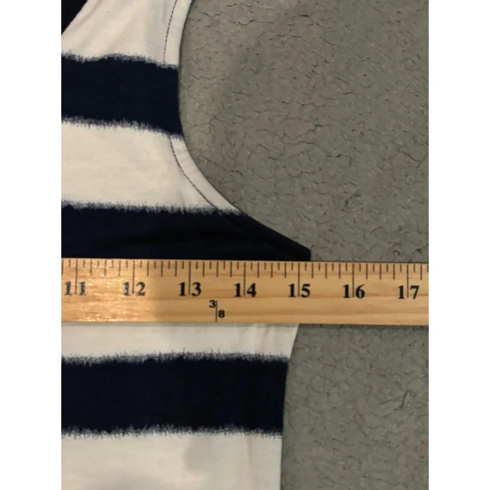 Michael Kors Womens Navy White Striped Lace Up Grommet Sleeveless Tank Top S